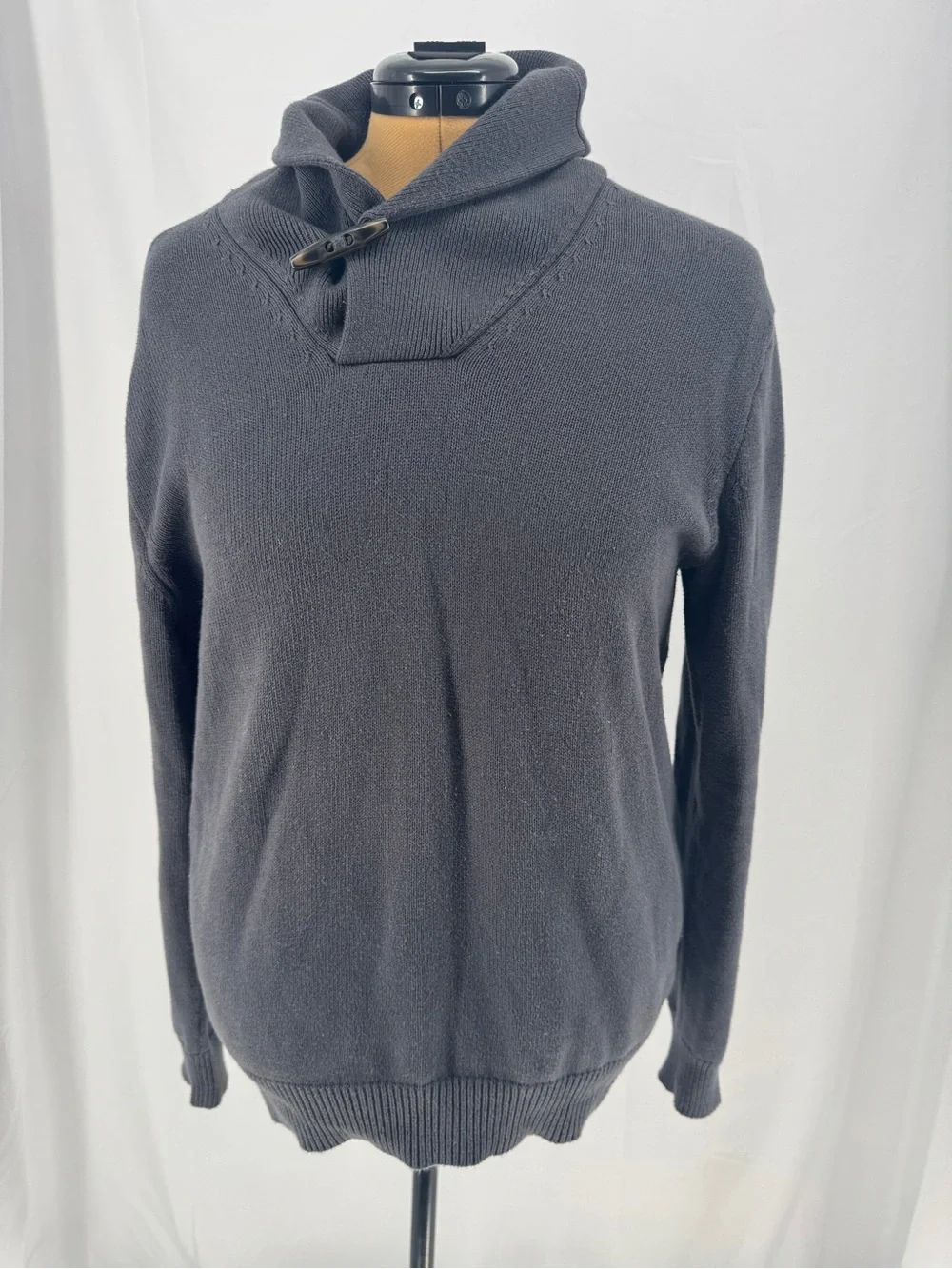 J. Crew Men's Charcoal Shaw Collar  Toggle Button 100% Cotton Sweater 0084